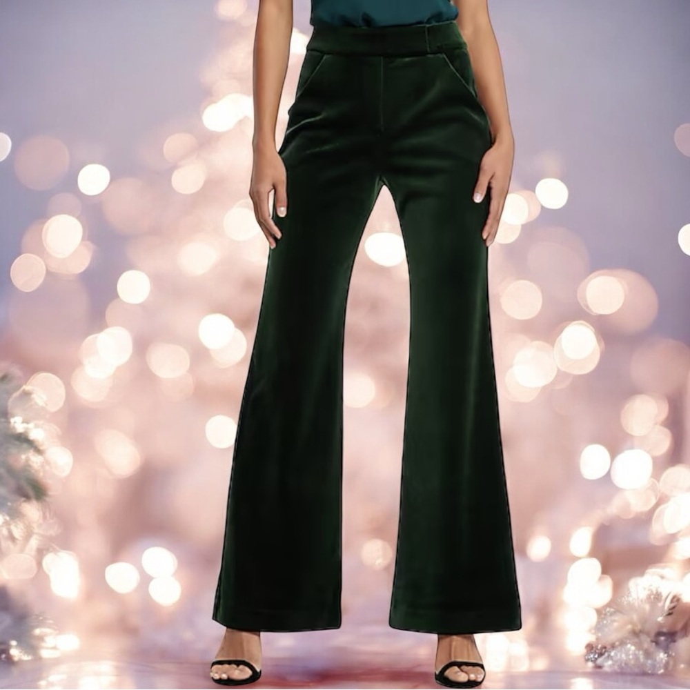 Express Editor Super High Waisted Velvet Flare
Trouser Pant Emerald Green SZ 4R